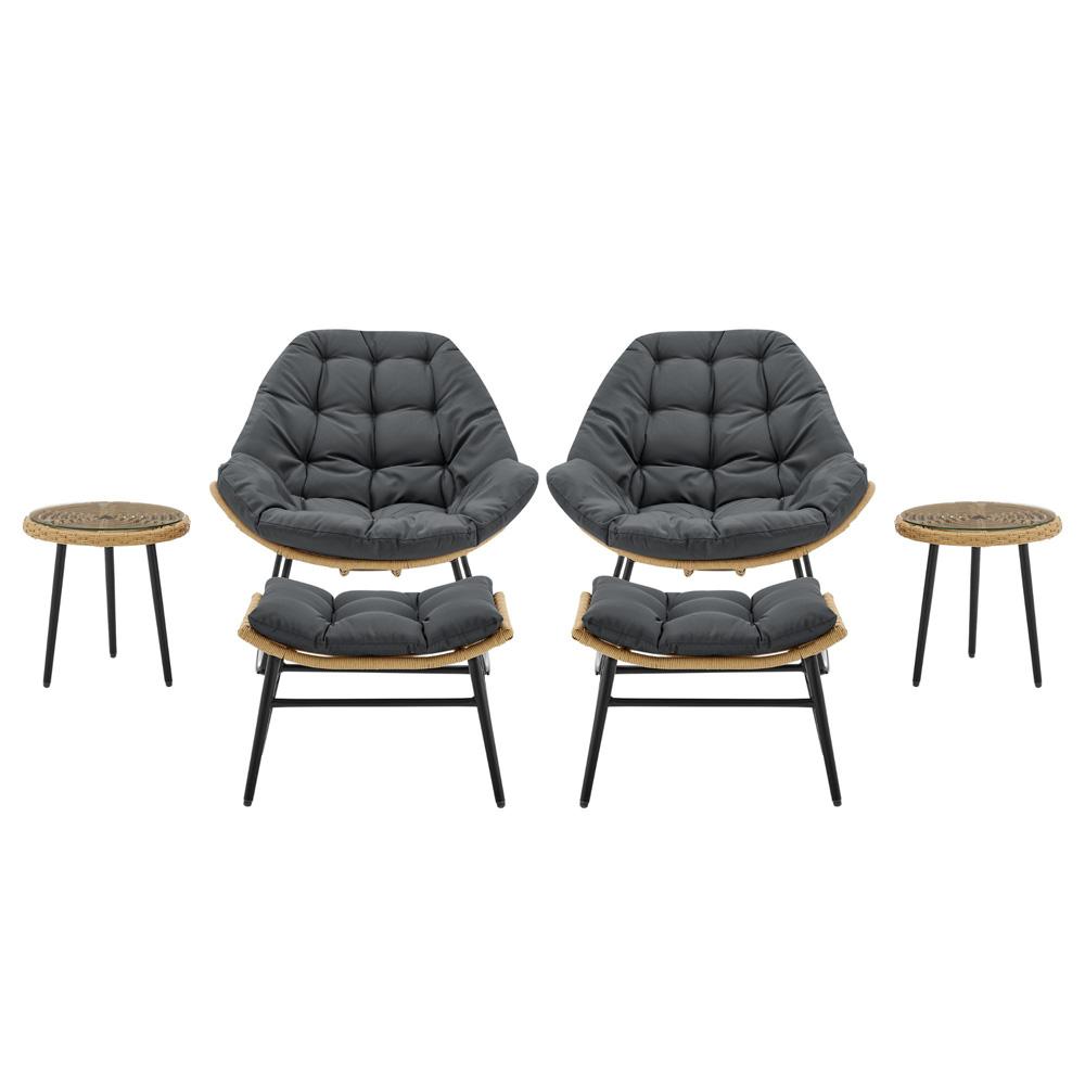 Manhattan Comfort - 6-Piece Benson Polyester Patio Rocking Chair with Steel Legs in Grey - 2-OD-CV024-GY veiw 1