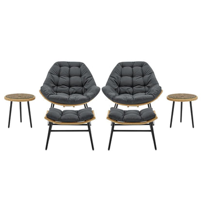 Manhattan Comfort - 6-Piece Benson Polyester Patio Rocking Chair with Steel Legs in Grey - 2-OD-CV024-GY veiw 1