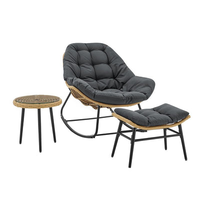 Manhattan Comfort - 6-Piece Benson Polyester Patio Rocking Chair with Steel Legs in Grey - 2-OD-CV024-GY veiw 2