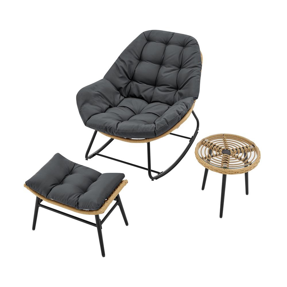 Manhattan Comfort - 6-Piece Benson Polyester Patio Rocking Chair with Steel Legs in Grey - 2-OD-CV024-GY veiw 3