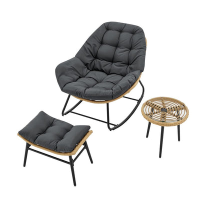 Manhattan Comfort - 6-Piece Benson Polyester Patio Rocking Chair with Steel Legs in Grey - 2-OD-CV024-GY veiw 3
