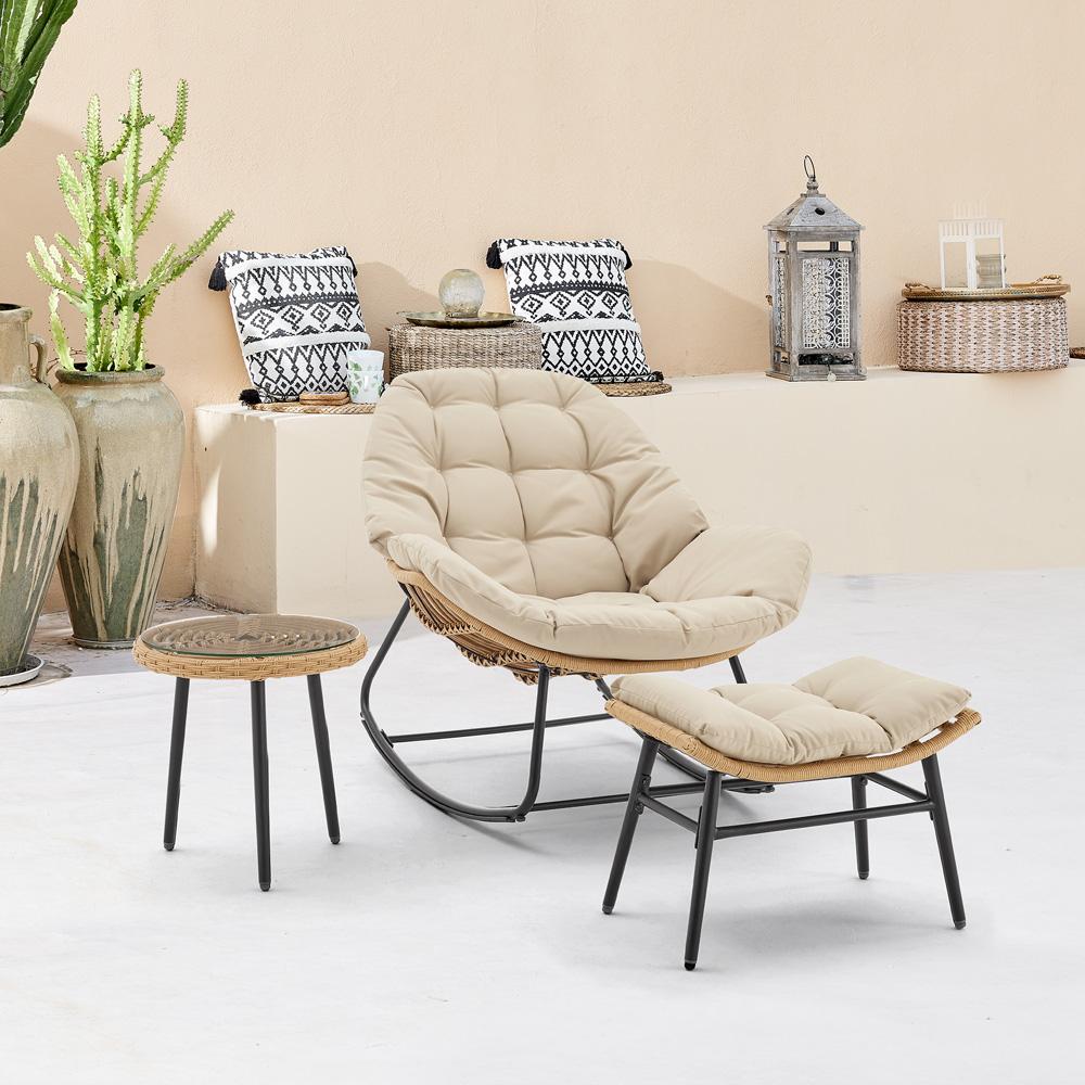 Manhattan Comfort - 3-Piece Benson Polyester Patio Rocking Chair with Steel Legs in Cream - OD-CV024-CR veiw 10
