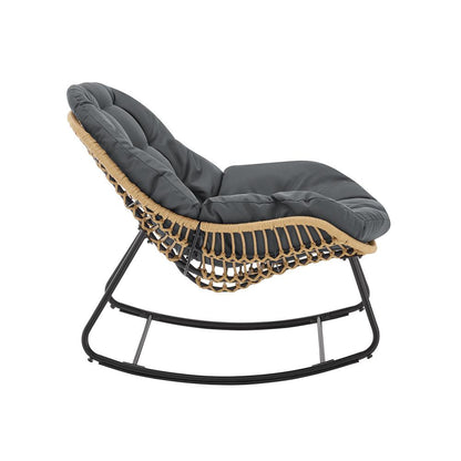 Manhattan Comfort - 3-Piece Benson Polyester Patio Rocking Chair with Steel Legs in Grey - OD-CV024-GY veiw 7