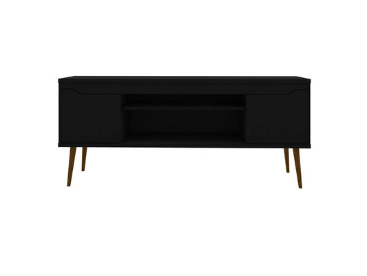 Manhattan Comfort - Bradley TV Stand with 4 Fixed Shelves Shelves in Black - 228BMC8 veiw 1