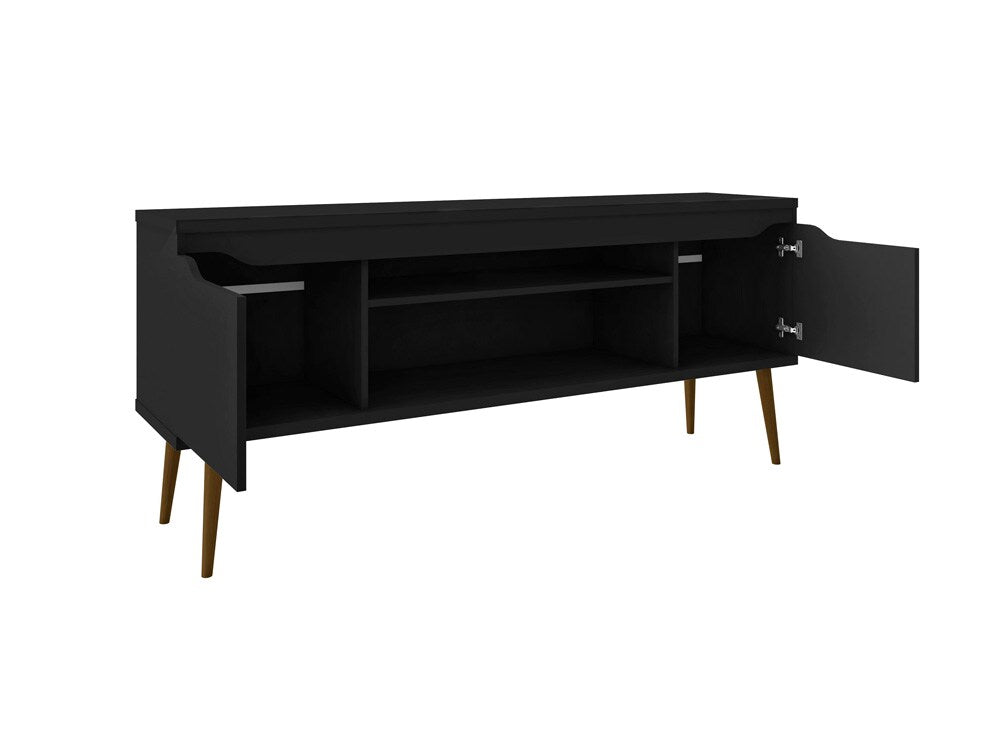 Manhattan Comfort - Bradley TV Stand with 4 Fixed Shelves Shelves in Black - 228BMC8 veiw 4