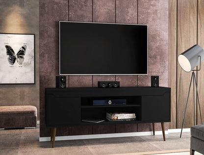Manhattan Comfort - Bradley TV Stand with 4 Fixed Shelves Shelves in Black - 228BMC8 veiw 8