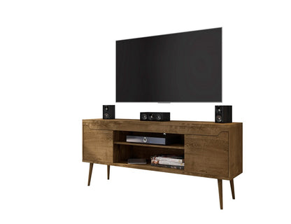 Manhattan Comfort - Bradley TV Stand with 4 Fixed Shelves Shelves in Rustic Brown - 228BMC9 veiw 2