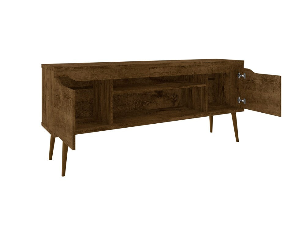 Manhattan Comfort - Bradley TV Stand with 4 Fixed Shelves Shelves in Rustic Brown - 228BMC9 veiw 4