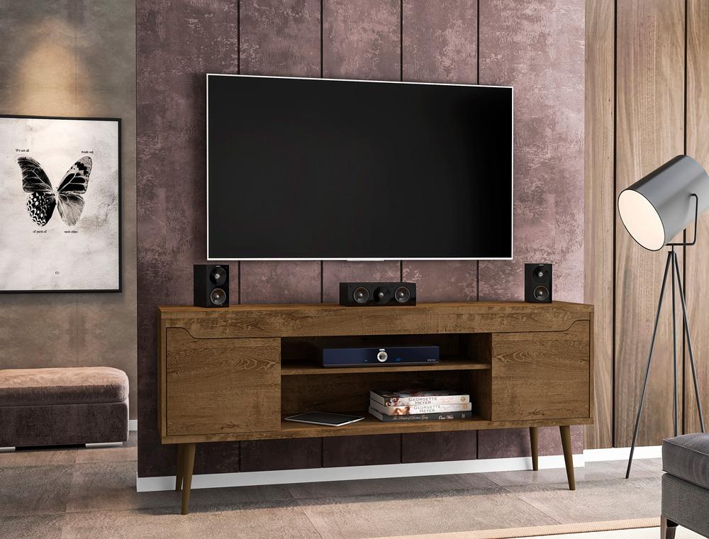 Manhattan Comfort - Bradley TV Stand with 4 Fixed Shelves Shelves in Rustic Brown - 228BMC9 veiw 8