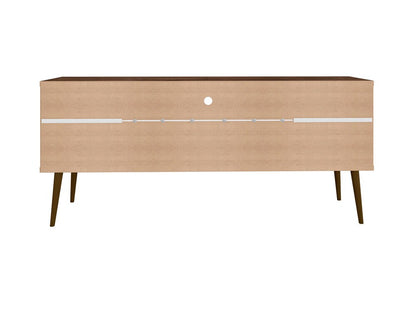 Manhattan Comfort - Bradley TV Stand with 4 Fixed Shelves Shelves in Rustic Brown and White - 228BMC96 veiw 5