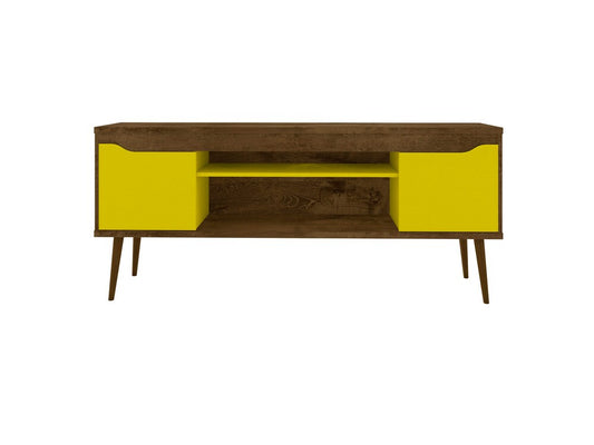 Manhattan Comfort - Bradley TV Stand with 4 Fixed Shelves Shelves in Rustic Brown and Yellow - 228BMC94 veiw 1