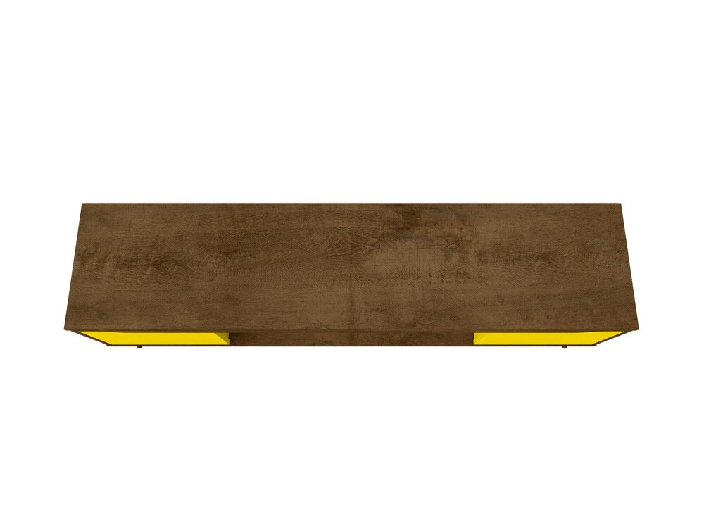 Manhattan Comfort - Bradley TV Stand with 4 Fixed Shelves Shelves in Rustic Brown and Yellow - 228BMC94 veiw 7