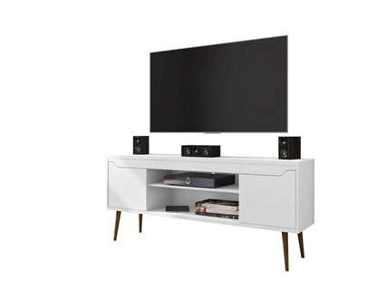 Manhattan Comfort - Bradley TV Stand with 4 Fixed Shelves Shelves in White - 228BMC6 veiw 2