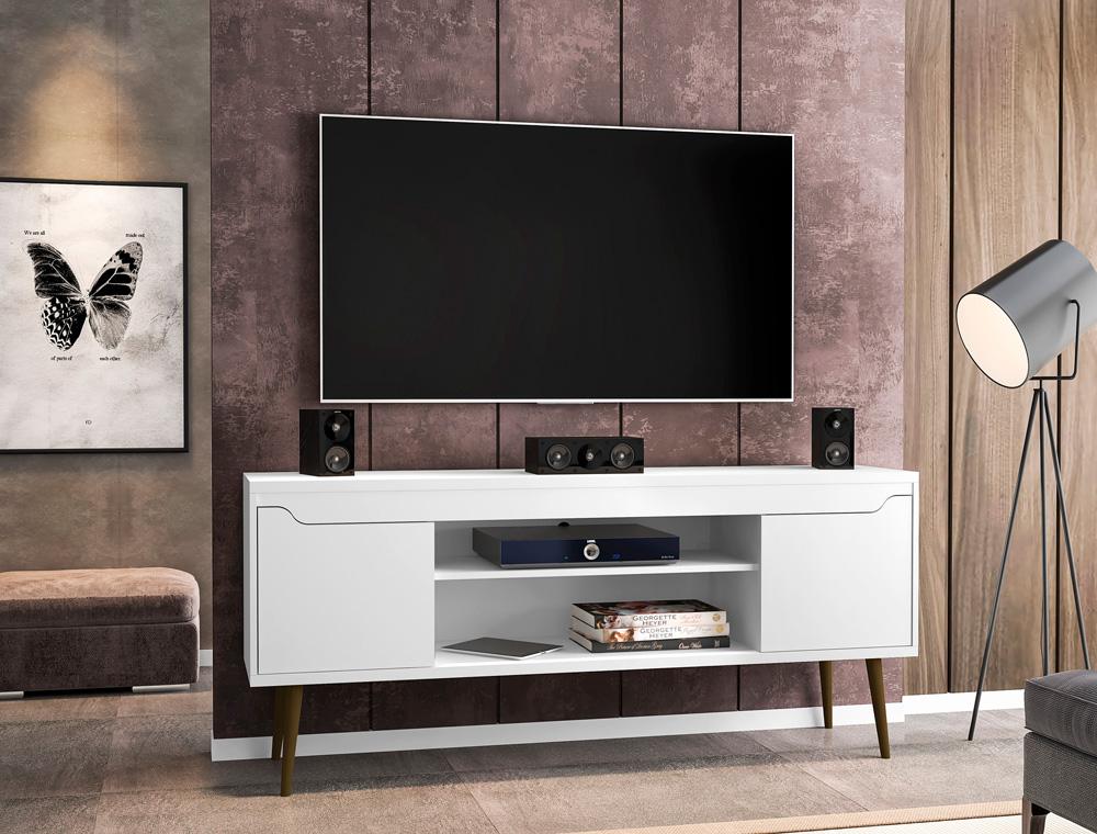 Manhattan Comfort - Bradley TV Stand with 4 Fixed Shelves Shelves in White - 228BMC6 veiw 8