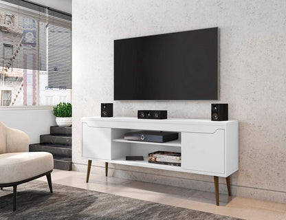 Manhattan Comfort - Bradley TV Stand with 4 Fixed Shelves Shelves in White - 228BMC6 veiw 9