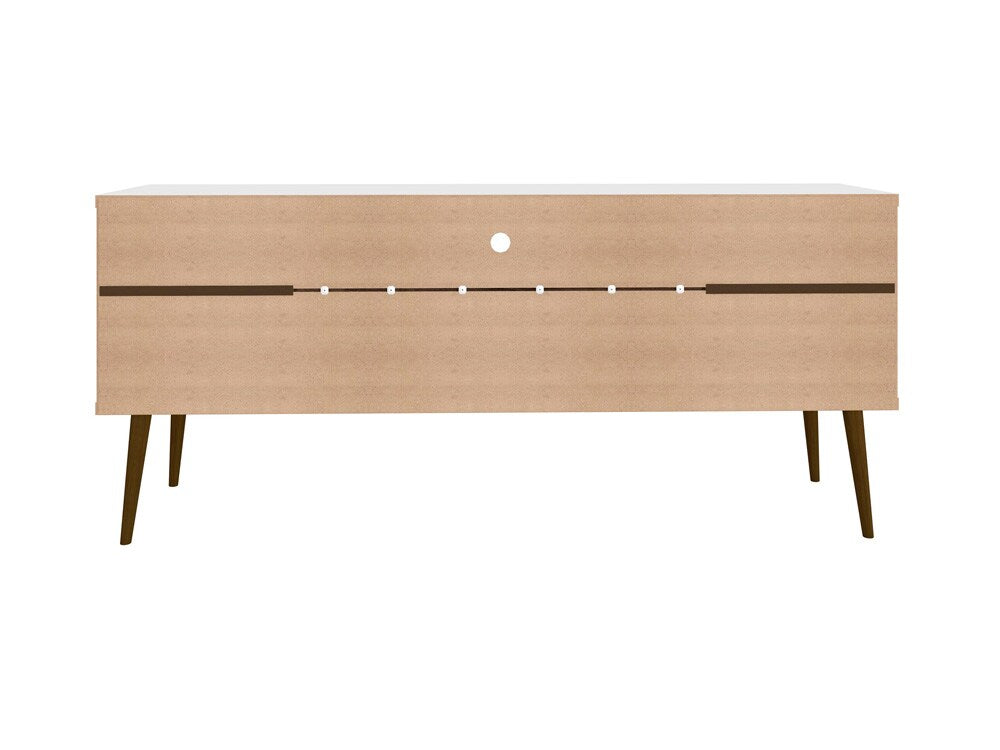 Manhattan Comfort - Bradley TV Stand with 4 Fixed Shelves Shelves in White and Rustic Brown - 228BMC69 veiw 5