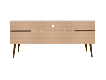 Manhattan Comfort - Bradley TV Stand with 4 Fixed Shelves Shelves in White and Rustic Brown - 228BMC69 veiw 5