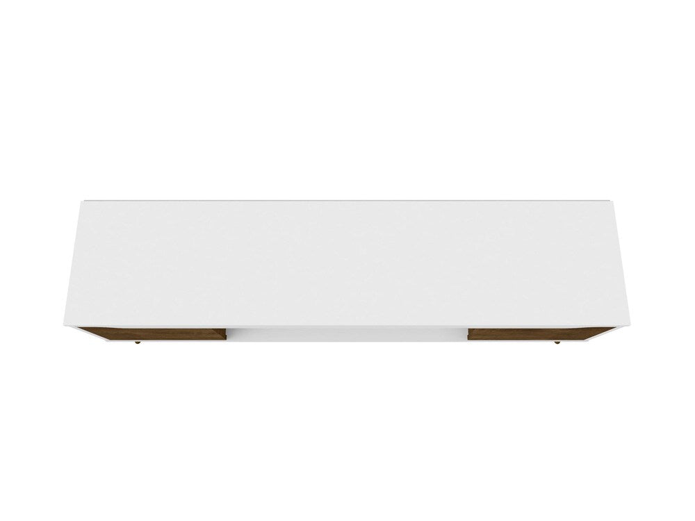 Manhattan Comfort - Bradley TV Stand with 4 Fixed Shelves Shelves in White and Rustic Brown - 228BMC69 veiw 7