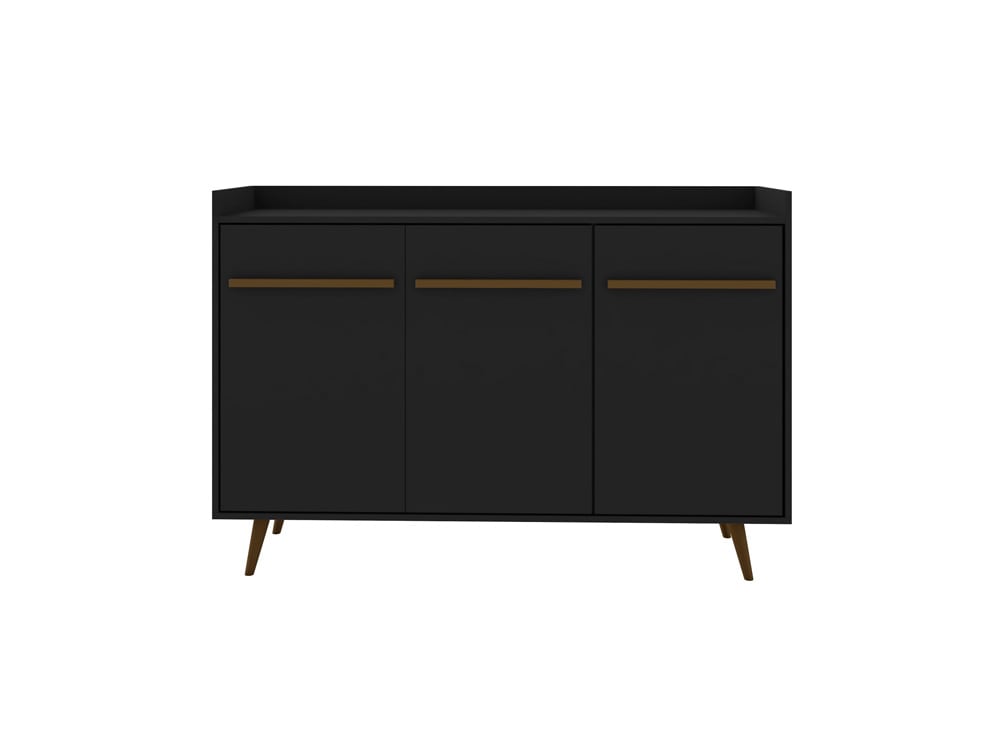 Manhattan Comfort - Bradley Buffet Stand/ Sideboard with 4 Fixed Shelves in Black - 230BMC8 veiw 1