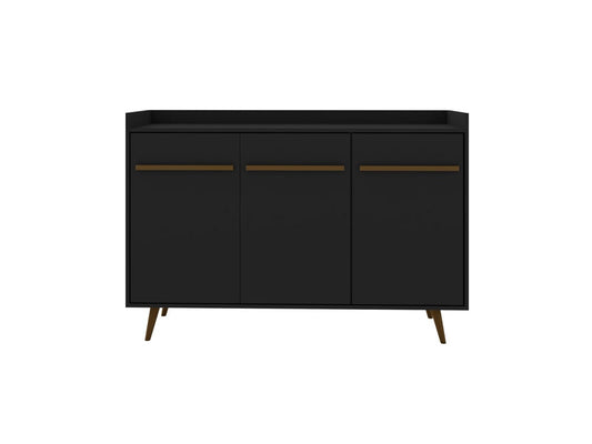Manhattan Comfort - Bradley Buffet Stand/ Sideboard with 4 Fixed Shelves in Black - 230BMC8 veiw 1