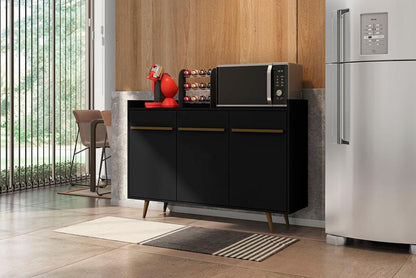Manhattan Comfort - Bradley Buffet Stand/ Sideboard with 4 Fixed Shelves in Black - 230BMC8 veiw 6