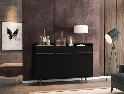 Manhattan Comfort - Bradley Buffet Stand/ Sideboard with 4 Fixed Shelves in Black - 230BMC8 veiw 7