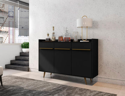 Manhattan Comfort - Bradley Buffet Stand/ Sideboard with 4 Fixed Shelves in Black - 230BMC8 veiw 8