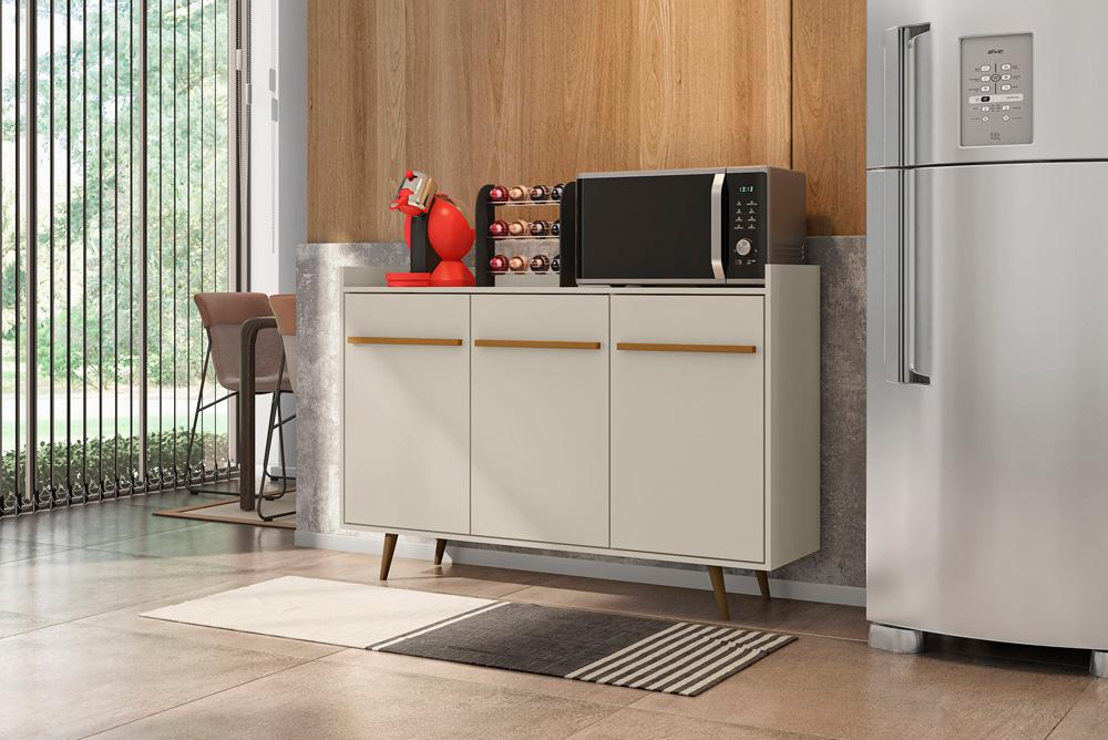 Manhattan Comfort - Bradley Buffet Stand/ Sideboard with 4 Fixed Shelves in Off White - 230BMC1 veiw 7