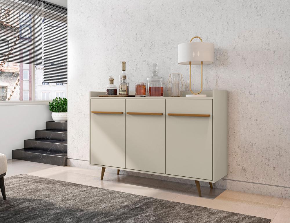 Manhattan Comfort - Bradley Buffet Stand/ Sideboard with 4 Fixed Shelves in Off White - 230BMC1 veiw 8