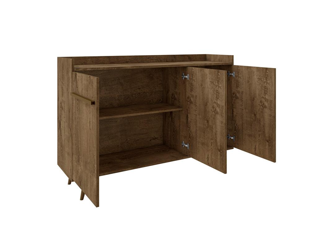 Manhattan Comfort - Bradley Buffet Stand/ Sideboard with 4 Fixed Shelves in Rustic Brown - 230BMC9 veiw 3