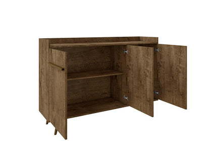 Manhattan Comfort - Bradley Buffet Stand/ Sideboard with 4 Fixed Shelves in Rustic Brown - 230BMC9 veiw 3