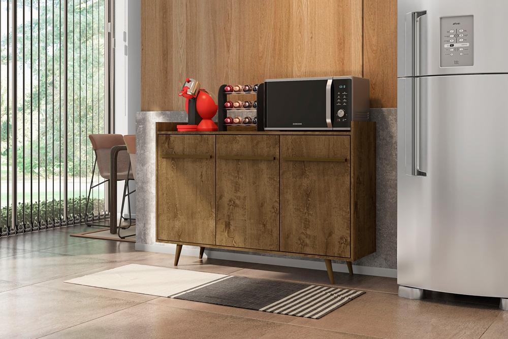 Manhattan Comfort - Bradley Buffet Stand/ Sideboard with 4 Fixed Shelves in Rustic Brown - 230BMC9 veiw 6