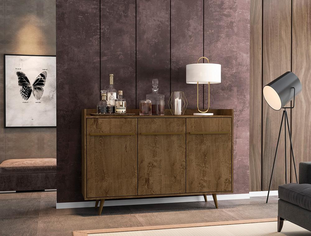 Manhattan Comfort - Bradley Buffet Stand/ Sideboard with 4 Fixed Shelves in Rustic Brown - 230BMC9 veiw 7