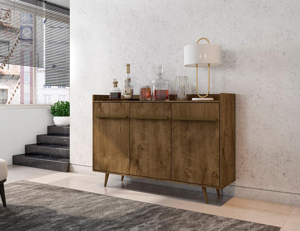 Manhattan Comfort - Bradley Buffet Stand/ Sideboard with 4 Fixed Shelves in Rustic Brown - 230BMC9 veiw 8