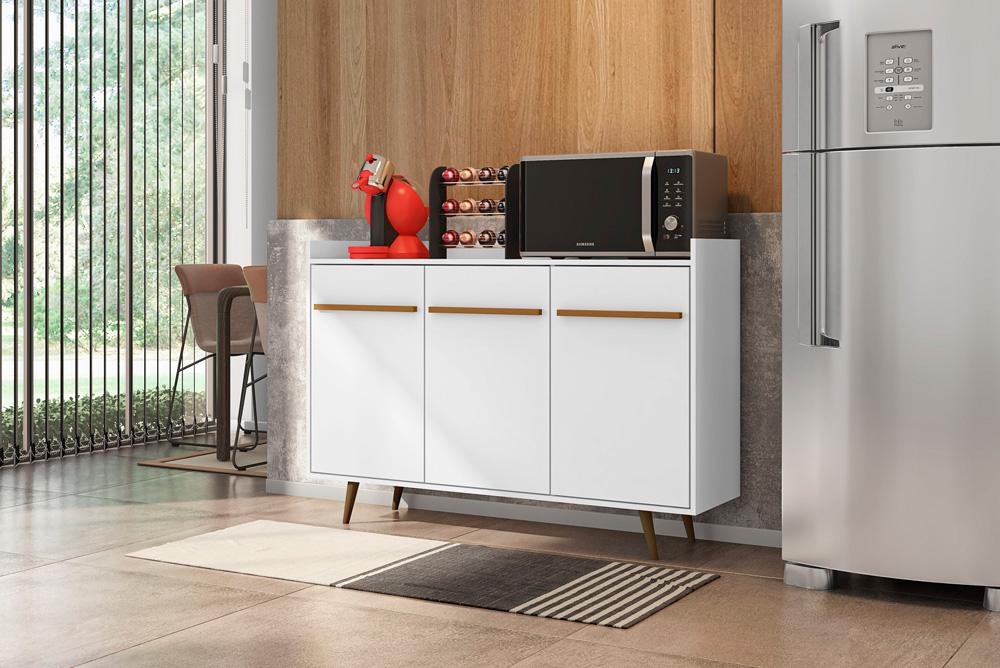 Manhattan Comfort - Bradley Buffet Stand/ Sideboard with 4 Fixed Shelves in White - 230BMC6 veiw 6