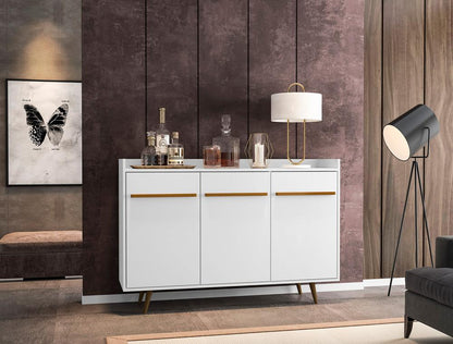 Manhattan Comfort - Bradley Buffet Stand/ Sideboard with 4 Fixed Shelves in White - 230BMC6 veiw 7