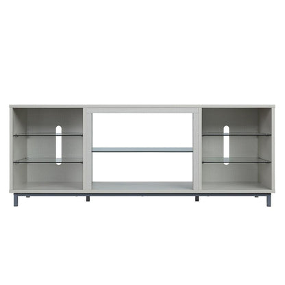 Manhattan Comfort - Brighton TV Stand with 8 Fixed Shelves in Beige - TVFP4-BG veiw 1