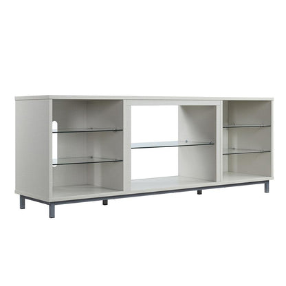 Manhattan Comfort - Brighton TV Stand with 8 Fixed Shelves in Beige - TVFP4-BG veiw 2