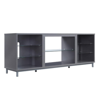 Manhattan Comfort - Brighton TV Stand with 8 Fixed Shelves in Grey - TVFP4-GY veiw 2