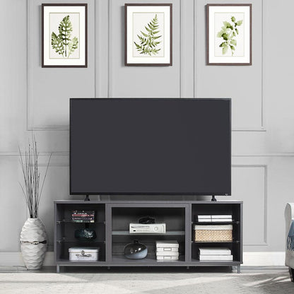 Manhattan Comfort - Brighton TV Stand with 8 Fixed Shelves in Grey - TVFP4-GY veiw 8