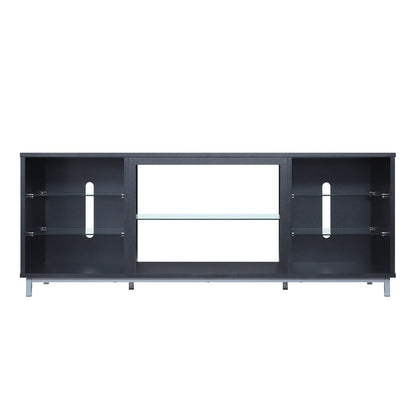 Manhattan Comfort - Brighton TV Stand with 8 Fixed Shelves in Onyx - TVFP4-BL veiw 1