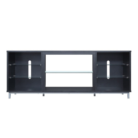 Manhattan Comfort - Brighton TV Stand with 8 Fixed Shelves in Onyx - TVFP4-BL veiw 1