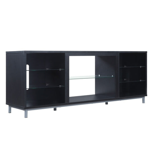 Manhattan Comfort - Brighton TV Stand with 8 Fixed Shelves in Onyx - TVFP4-BL veiw 2