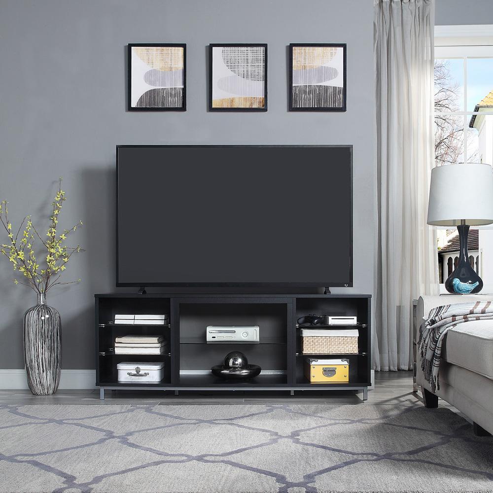Manhattan Comfort - Brighton TV Stand with 8 Fixed Shelves in Onyx - TVFP4-BL veiw 7