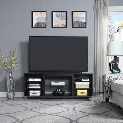 Manhattan Comfort - Brighton TV Stand with 8 Fixed Shelves in Onyx - TVFP4-BL veiw 7