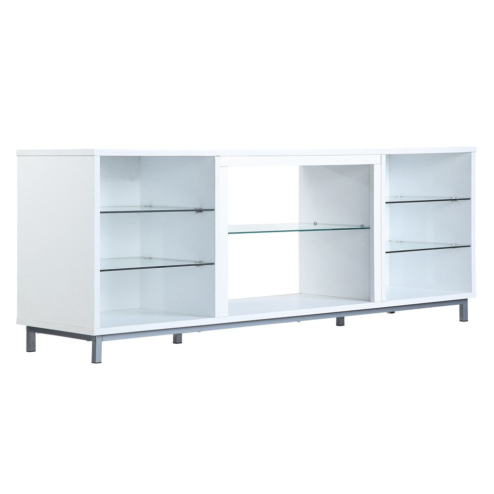 Manhattan Comfort - Brighton TV Stand with 8 Fixed Shelves in White - TVFP4-WH veiw 2