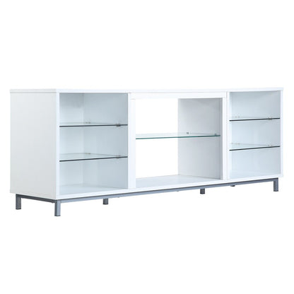 Manhattan Comfort - Brighton TV Stand with 8 Fixed Shelves in White - TVFP4-WH veiw 2