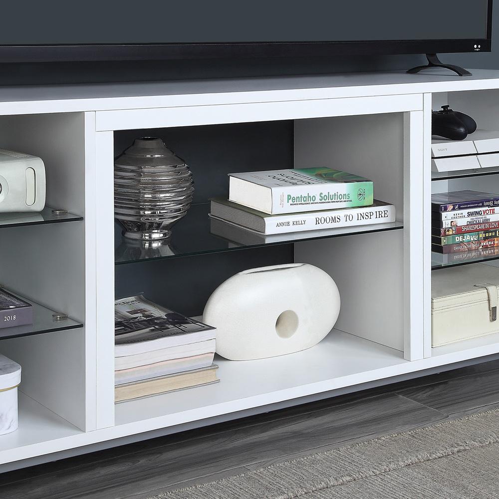Manhattan Comfort - Brighton TV Stand with 8 Fixed Shelves in White - TVFP4-WH veiw 6