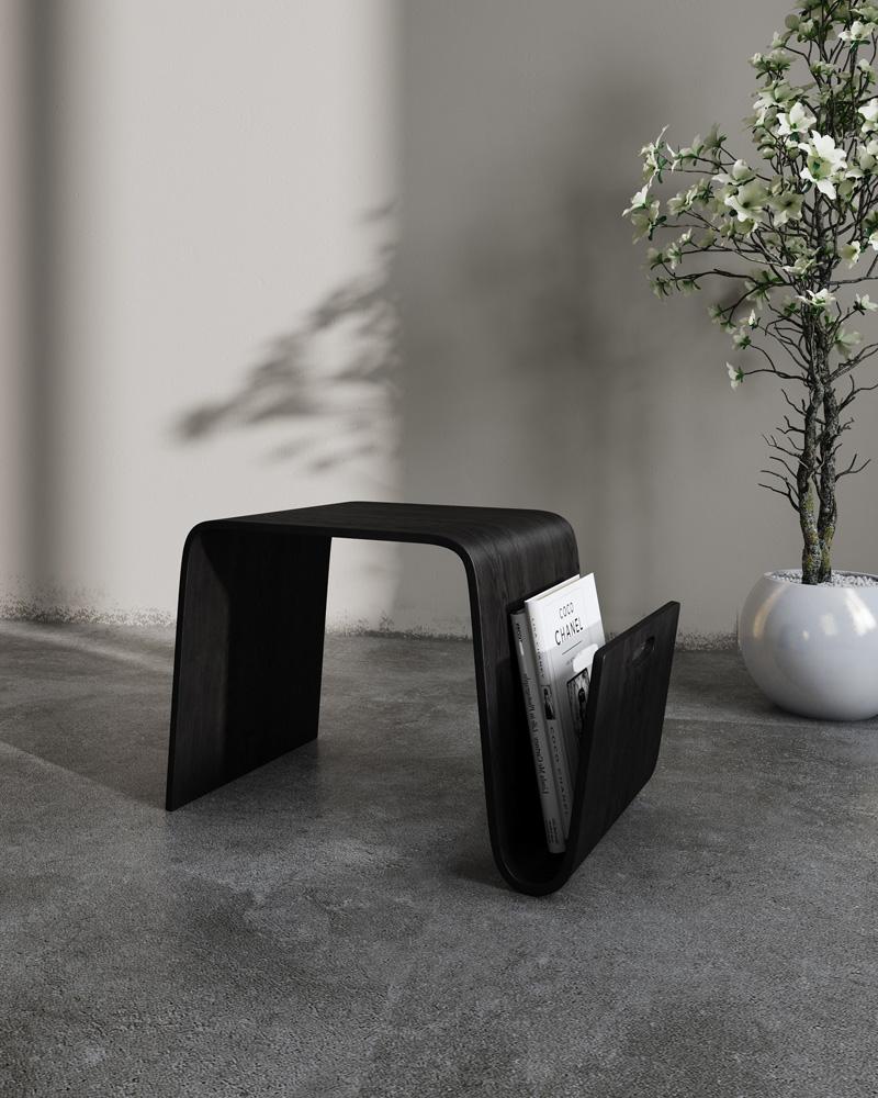 Manhattan Comfort - Brookside End Table with 1 Vertical Fixed Shelves in Black - ET001-BK veiw 3