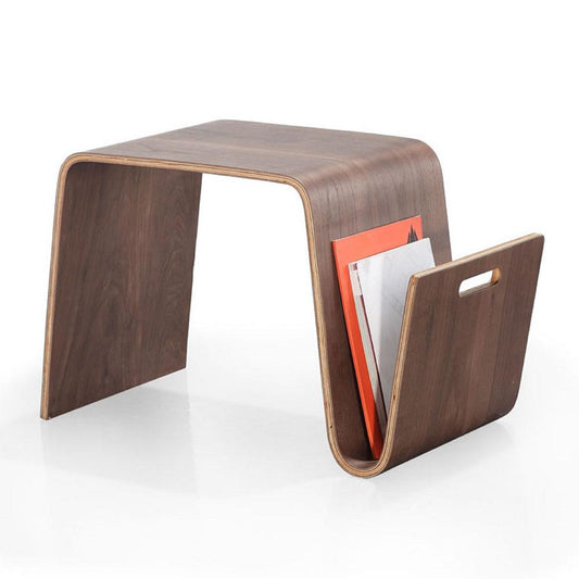 Manhattan Comfort - Brookside End Table with 1 Vertical Fixed Shelves in Walnut - ET001-WA veiw 2